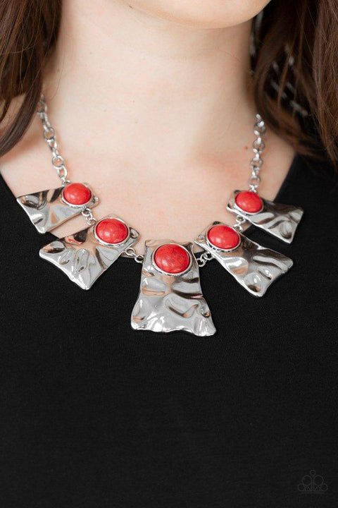 Cougar - Red and Silver Necklace - Chic Jewelry Boutique