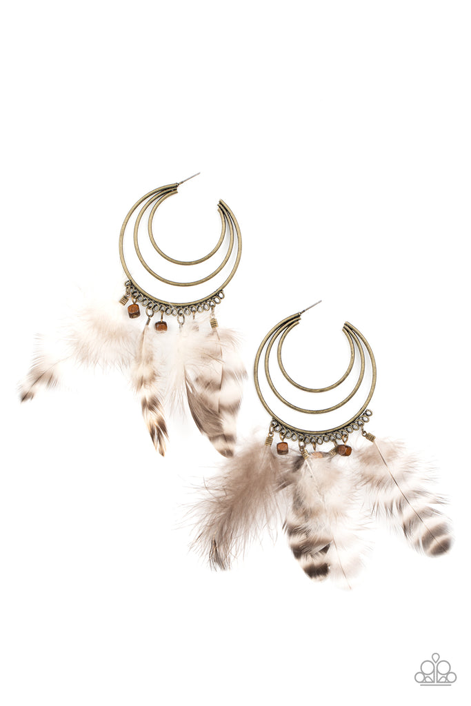 Freely Free Bird - Brass Earrings - Chic Jewelry Boutique