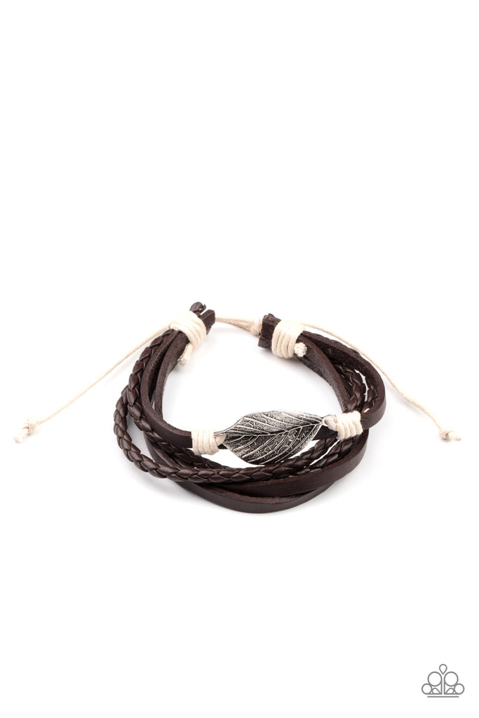 FROND and Center - Brown & Silver Leaf Bracelet - Paparazzi