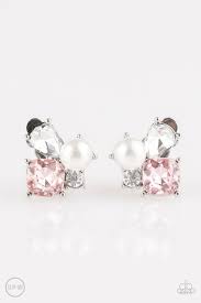Highly High-Class - Pink Pearl & Rhinestone Clip-On Earrings - Paparazzi Accessories - Chic Jewelry Boutique by Andrea