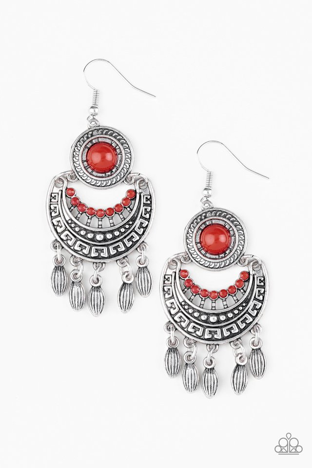 Mantra To Mantra - Red & Silver Earrings - Paparazzi Accessories - Chic Jewelry Boutique by Andrea
