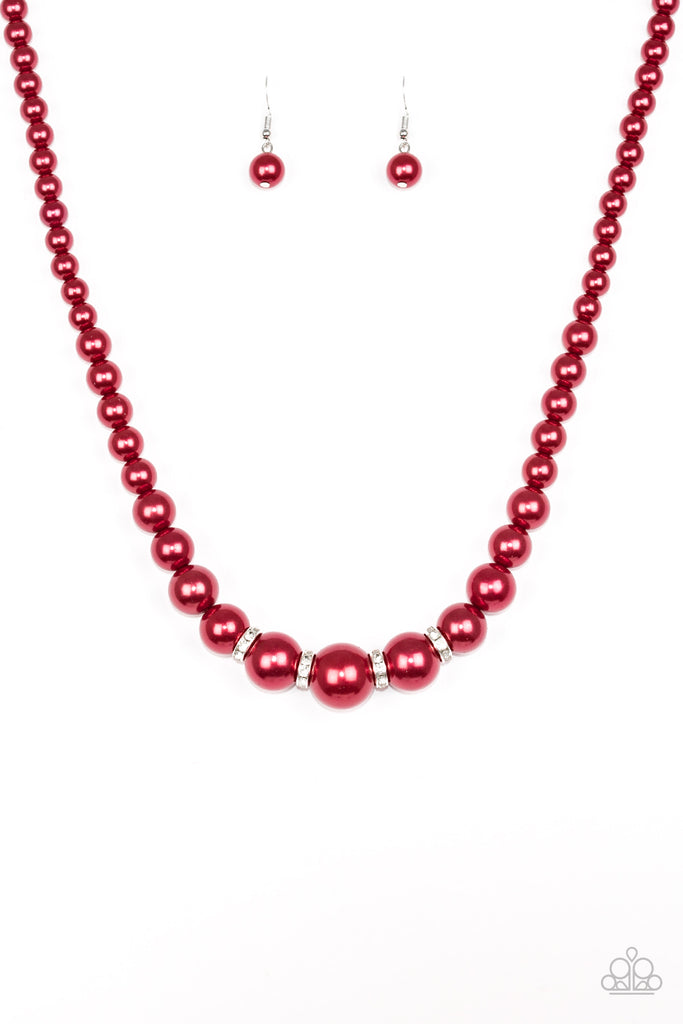 Party Pearls - Red Pearl Necklace & Earring Set - Paparazzi Accessories - Chic Jewelry Boutique by Andrea