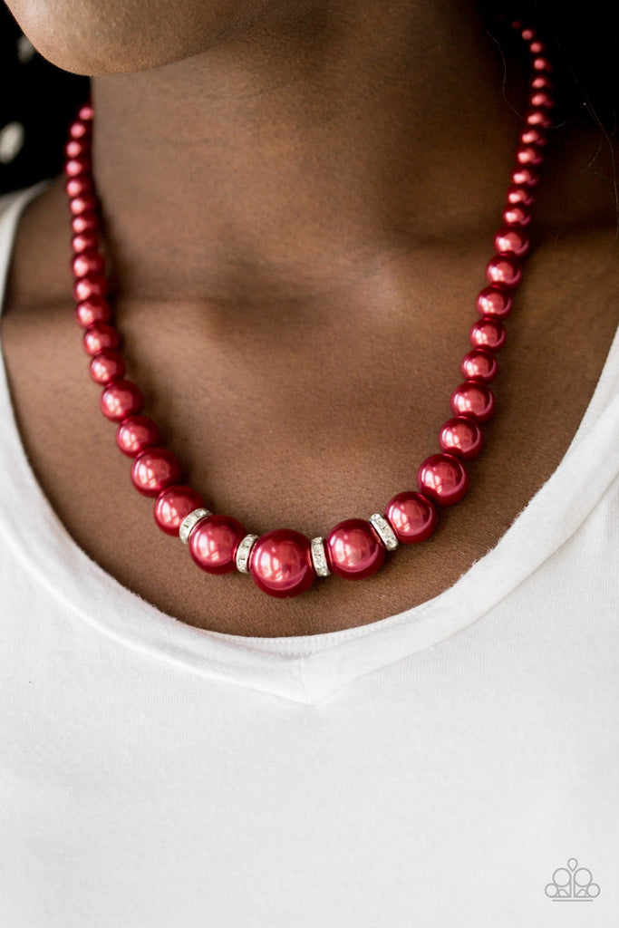 Party Pearls - Red Pearl Necklace & Earring Set - Paparazzi Accessories - Chic Jewelry Boutique by Andrea