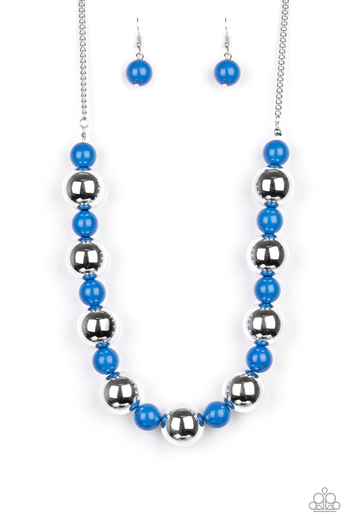 Top Pop - Blue & Silver Necklace & Earring Set - Paparazzi Accessories - Chic Jewelry Boutique by Andrea