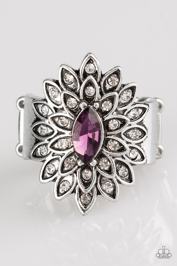 Blooming Fireworks Purple Rhinestone Ring Paparazzi Chic Jewelry