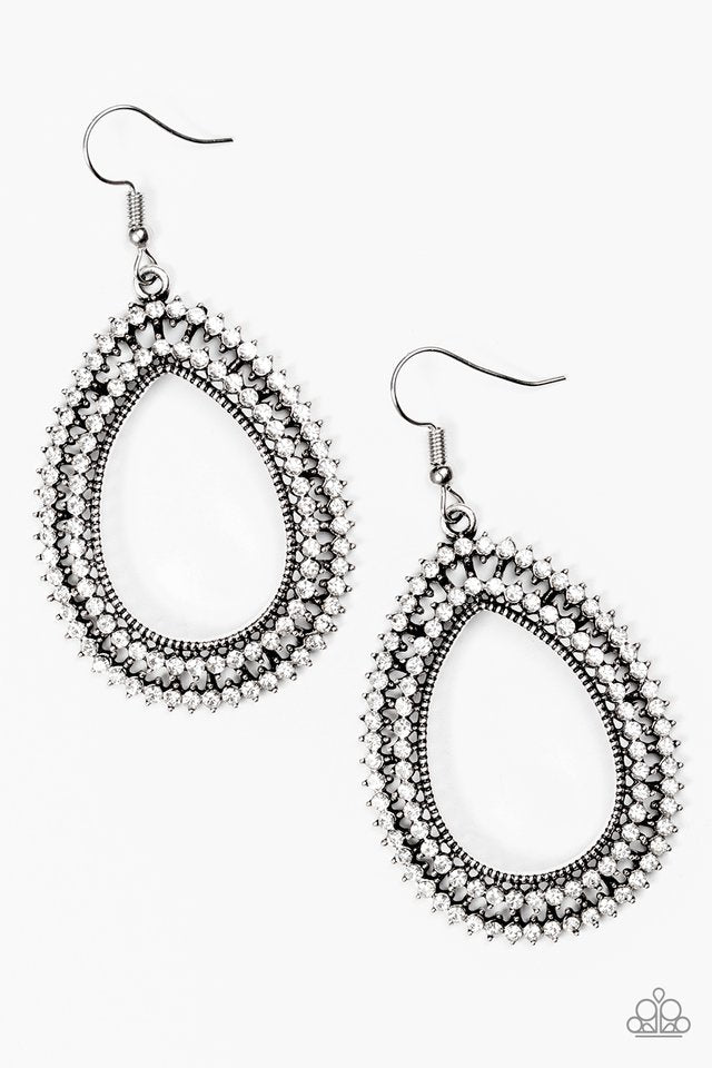 Award Show Sparkle White Rhinestone Earrings Paparazzi Chic Jewelry